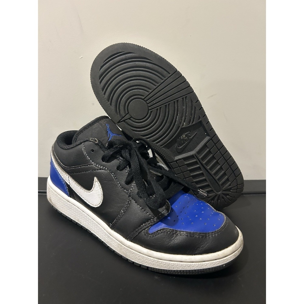 Size 4Y Nike Air Jordan 1 Low GS Black Game Royal Blue White 553560-042 Youth